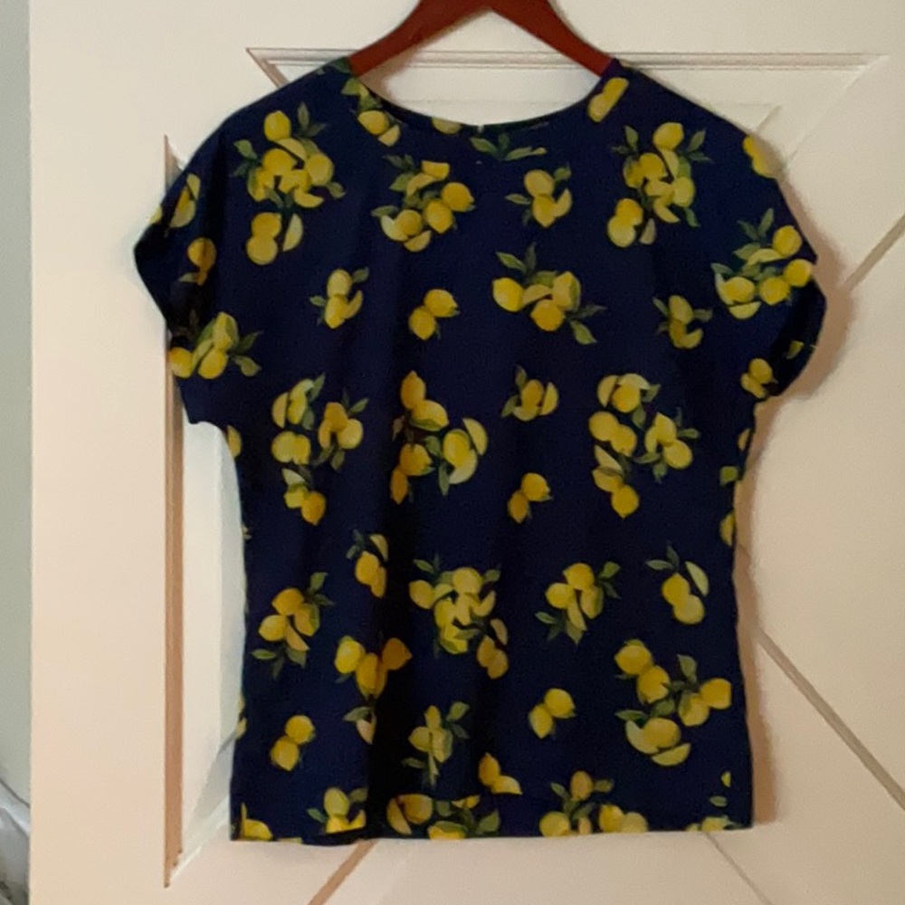 Banana Republic Navy and Lemon Blouse